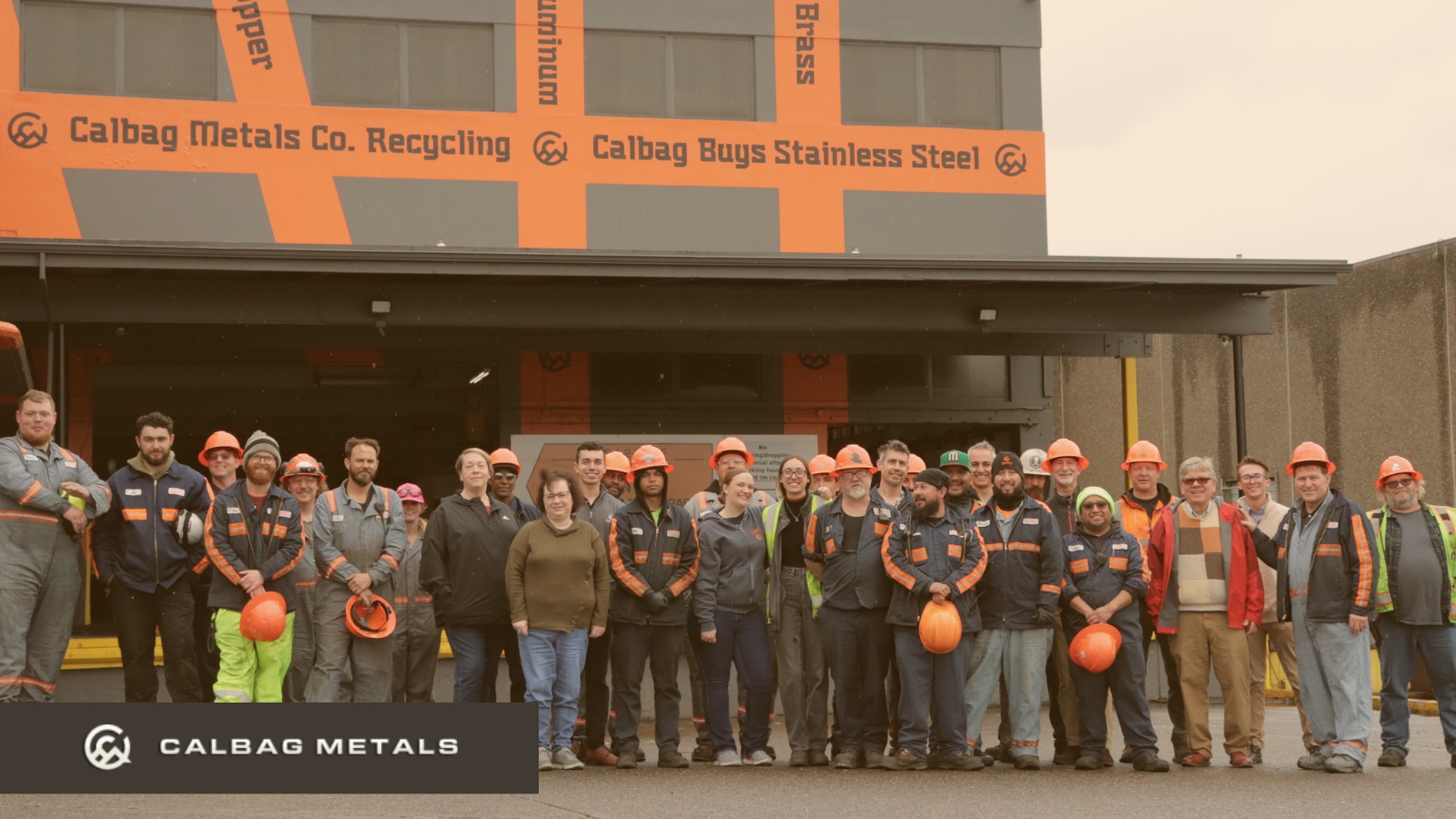 CBTeamPhoto Calbag Team Photo Taken in front of Calbag Metals work place in Portland